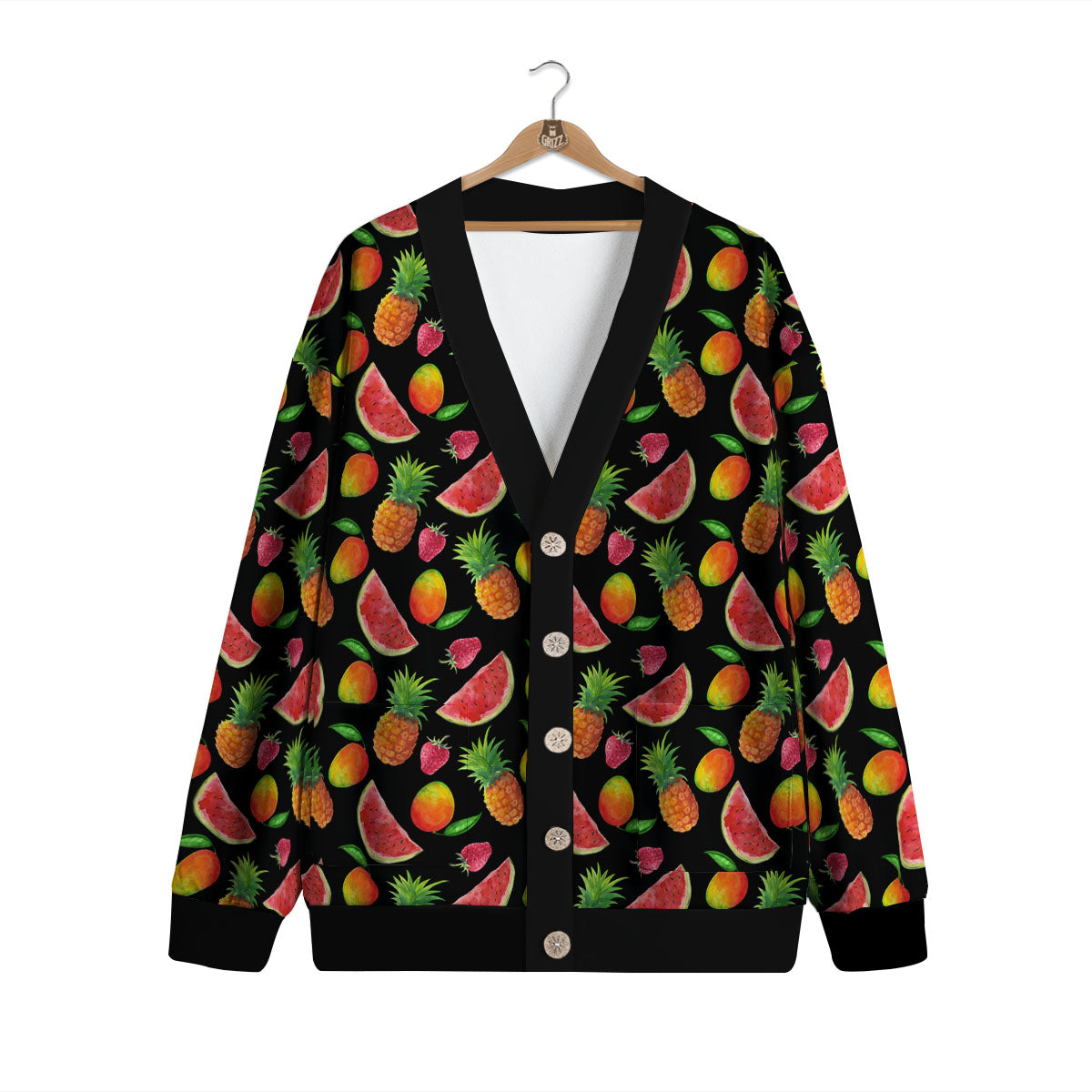 Pineapple Mix Fruit Print Pattern Cardigan-grizzshop