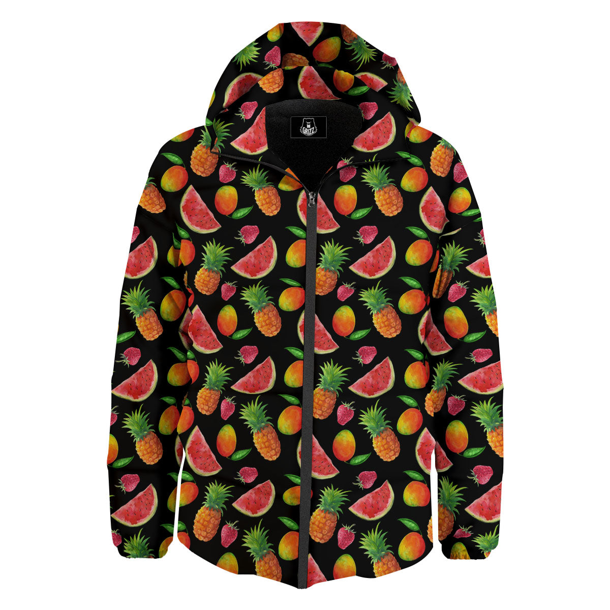 Pineapple Mix Fruit Print Pattern Down Jacket-grizzshop