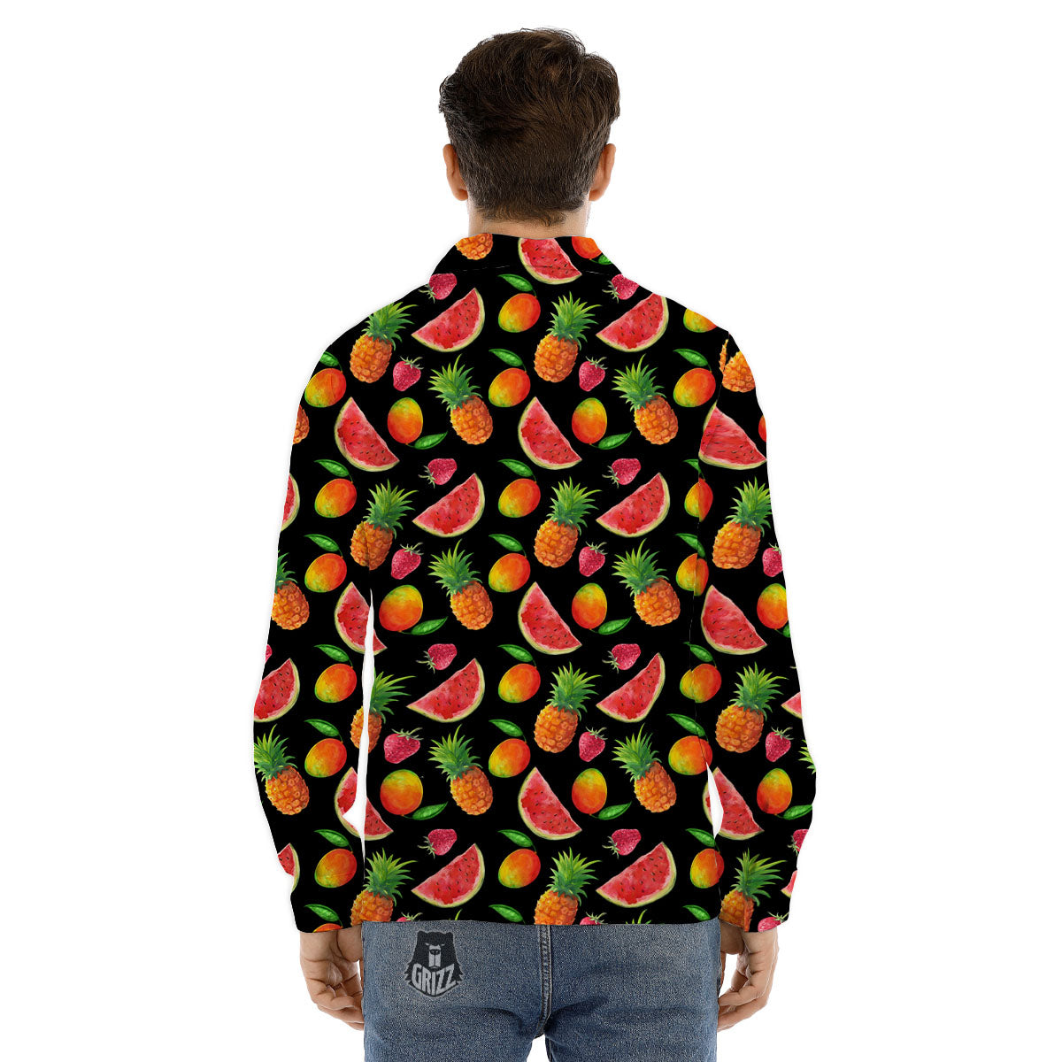 Pineapple Mix Fruit Print Pattern Men's Dress Shirts-grizzshop