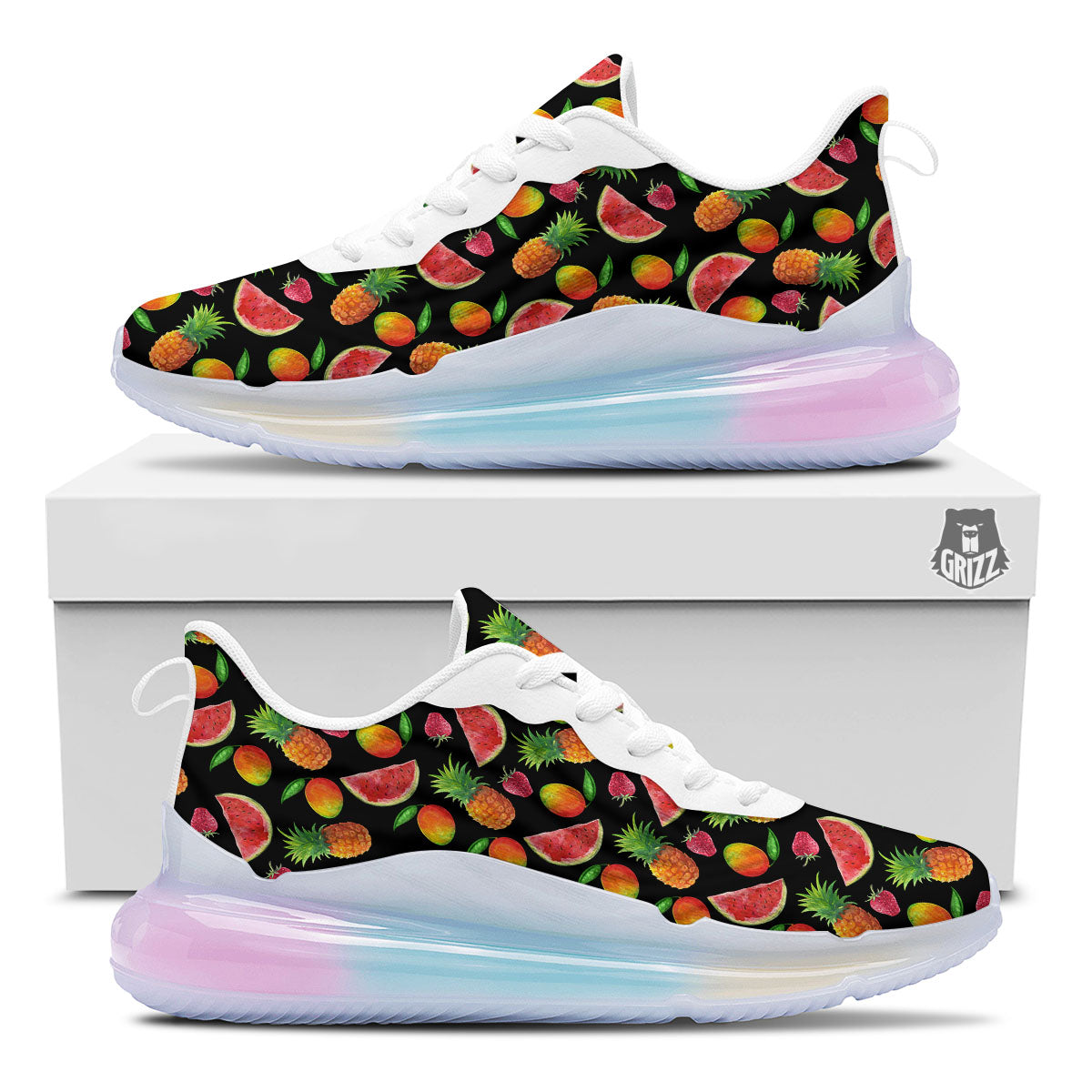 Pineapple Mix Fruit Print Pattern Running Sneakers-grizzshop