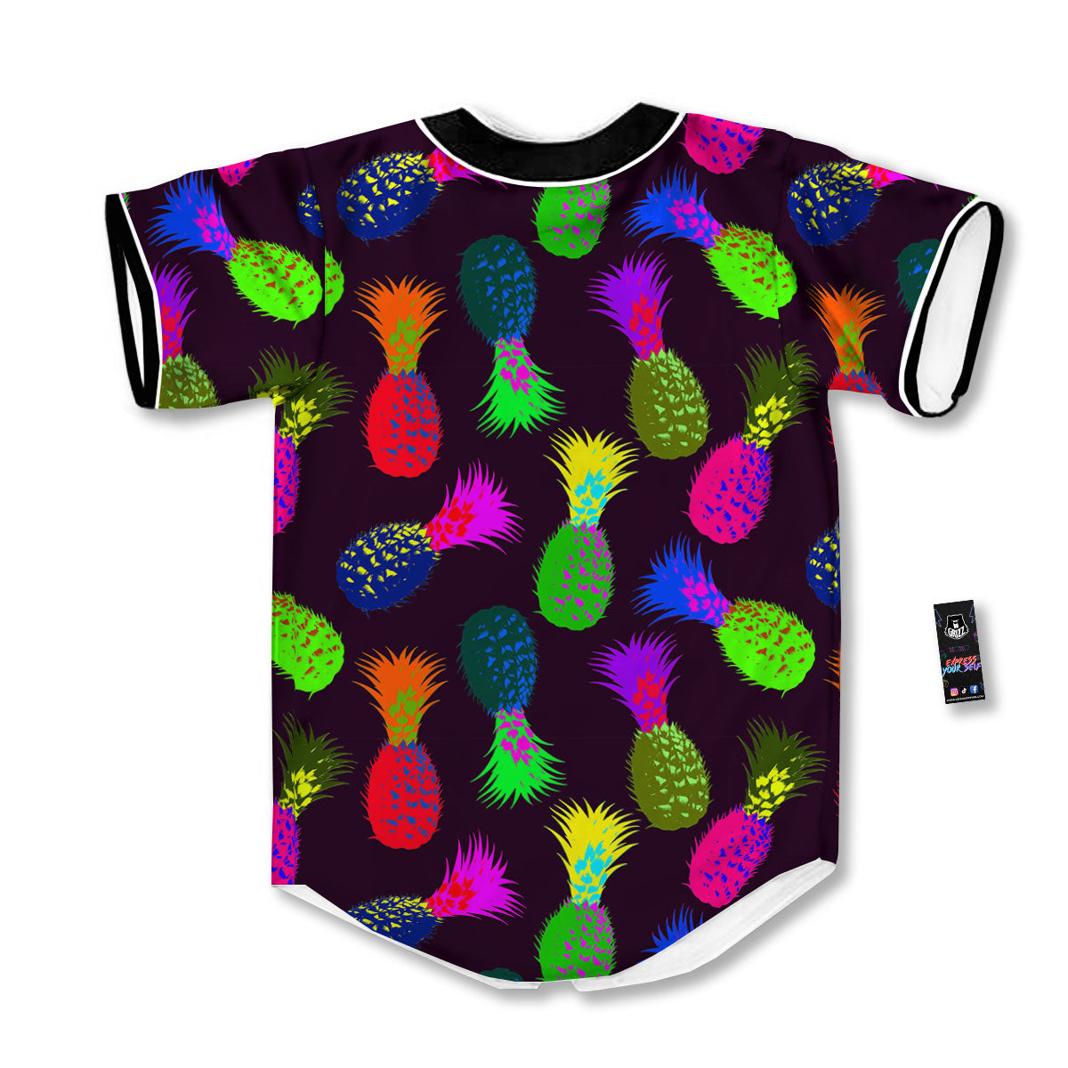 Pineapple Neon Trippy Print Pattern Baseball Jersey-grizzshop
