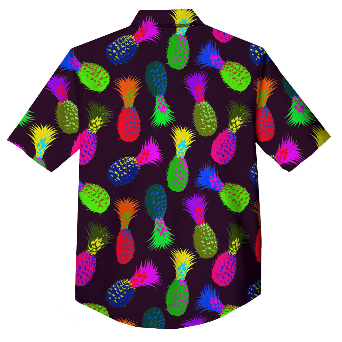 Pineapple Neon Trippy Print Pattern Button Up Shirt-grizzshop