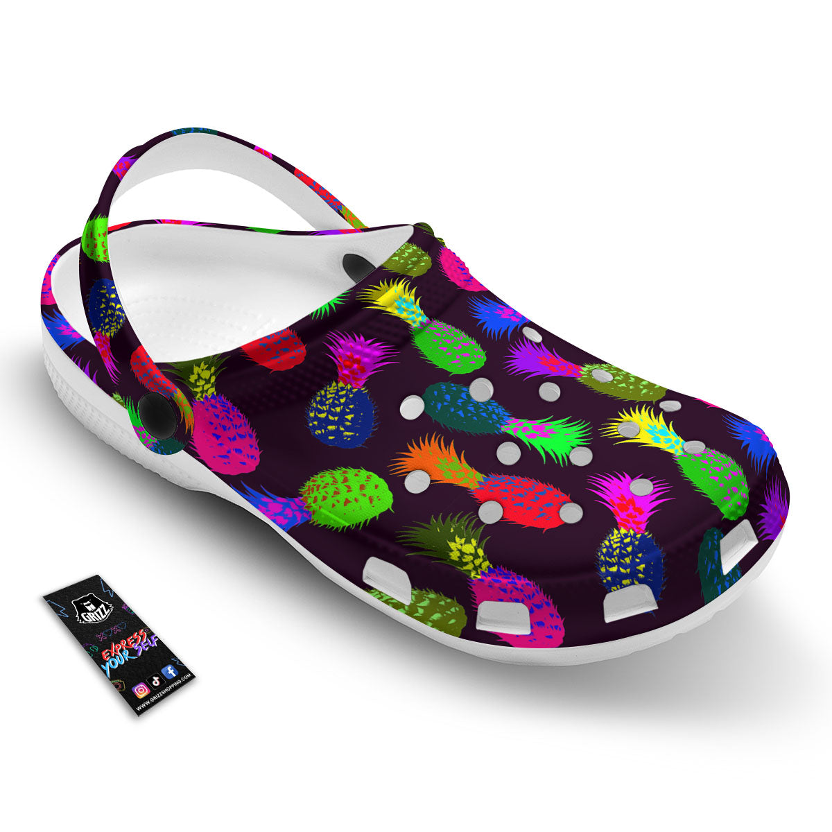 Pineapple Neon Trippy Print Pattern Clog-grizzshop
