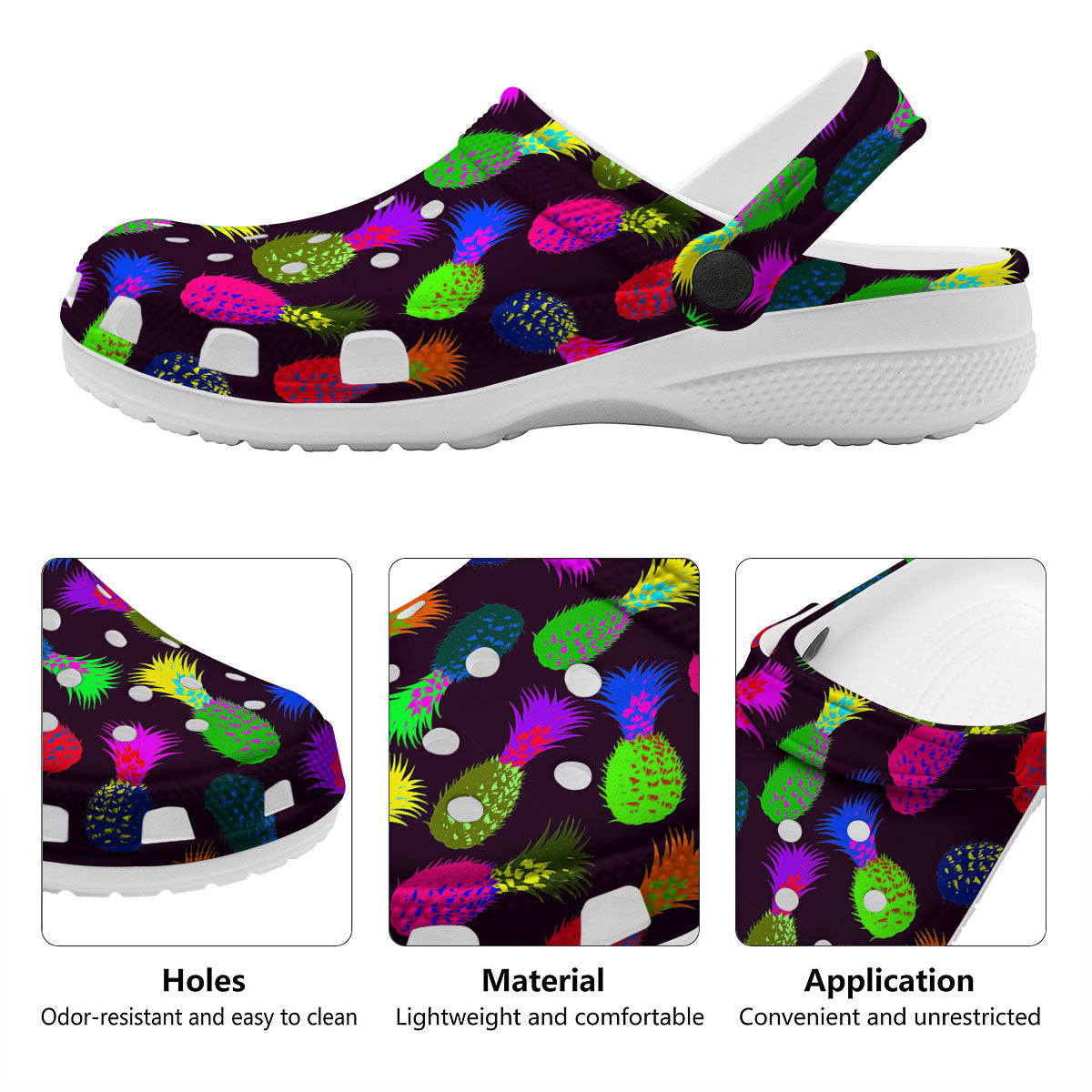 Pineapple Neon Trippy Print Pattern Clog-grizzshop