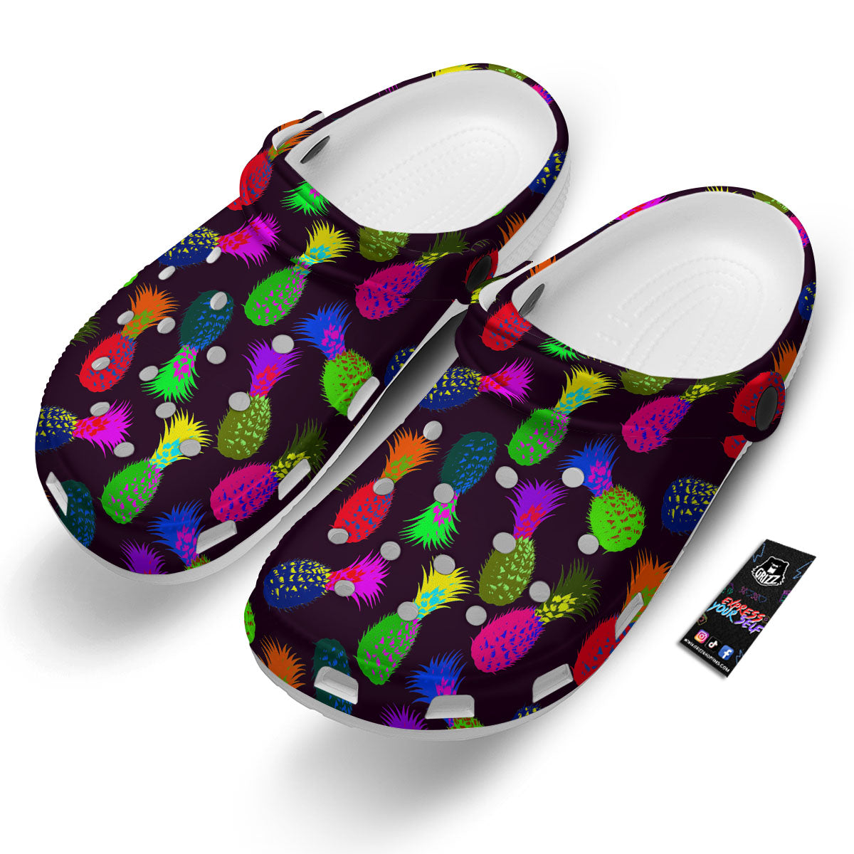Pineapple Neon Trippy Print Pattern Clog-grizzshop