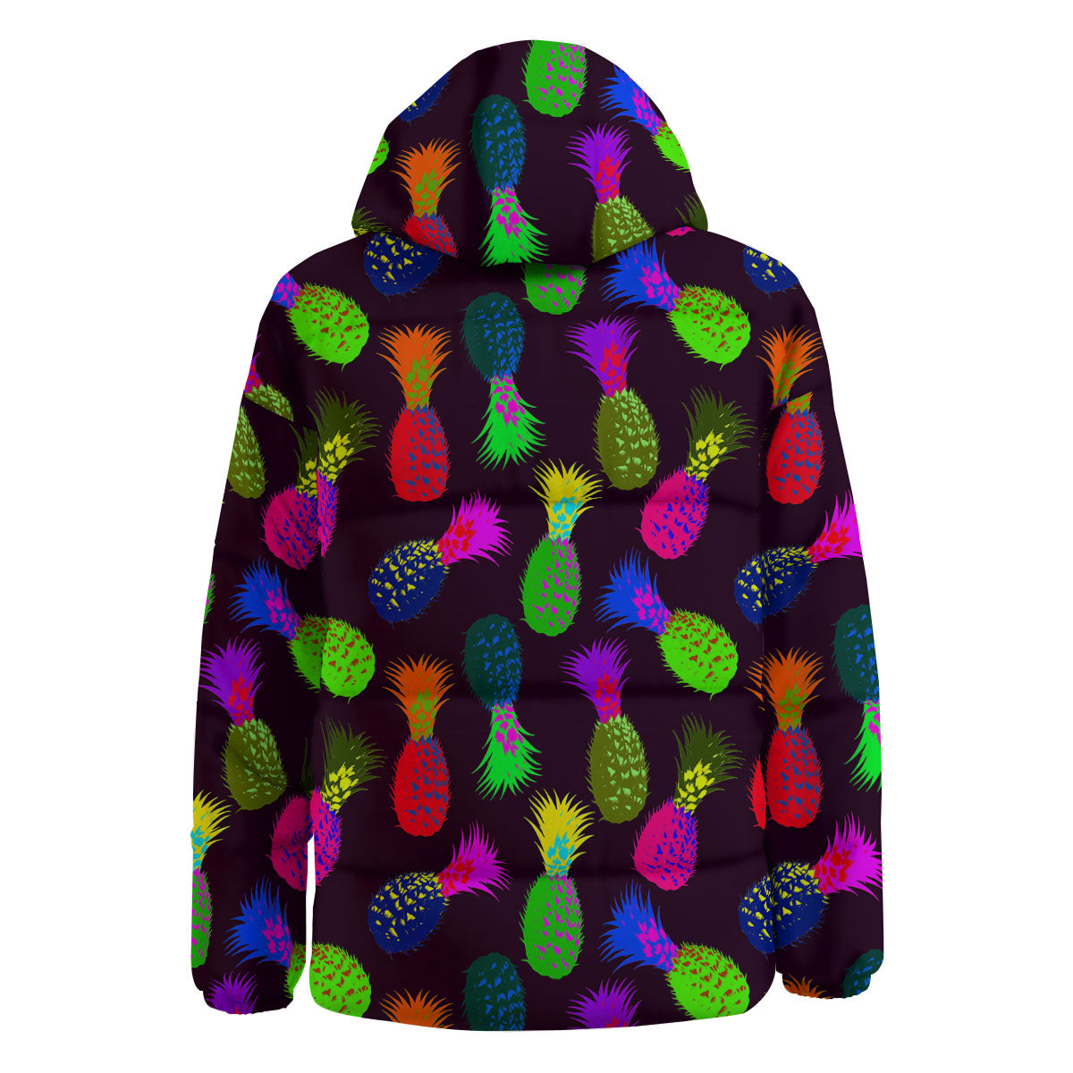Pineapple Neon Trippy Print Pattern Down Jacket-grizzshop