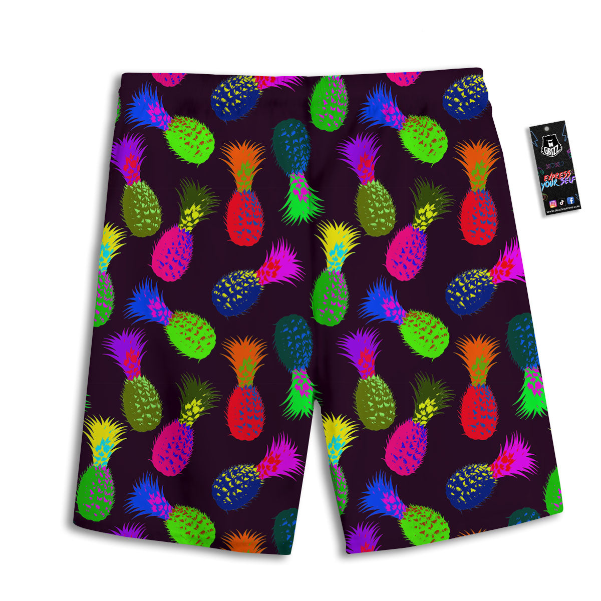 Pineapple Neon Trippy Print Pattern Men's Athletic Shorts