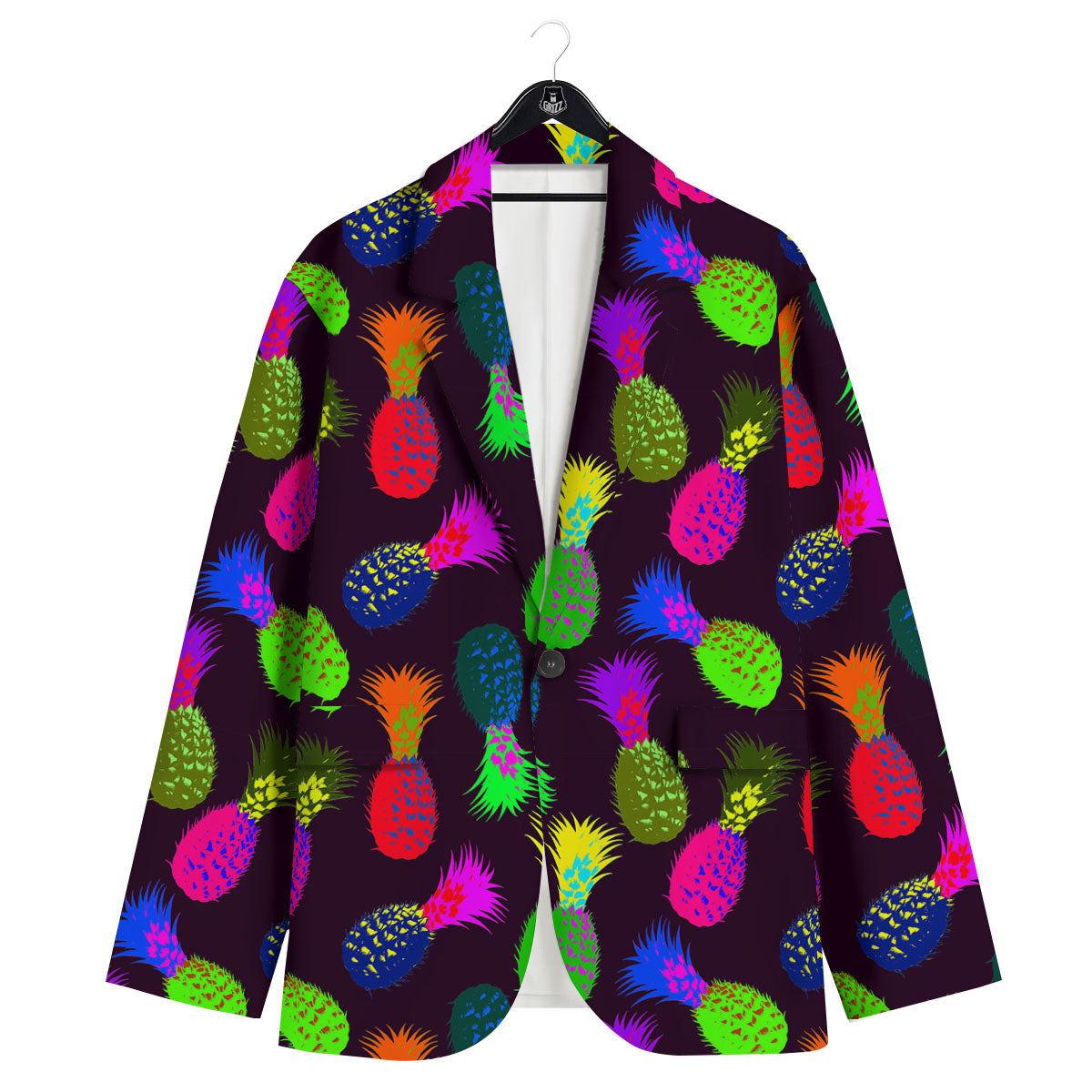 Pineapple Neon Trippy Print Pattern Men's Sport Coat-grizzshop