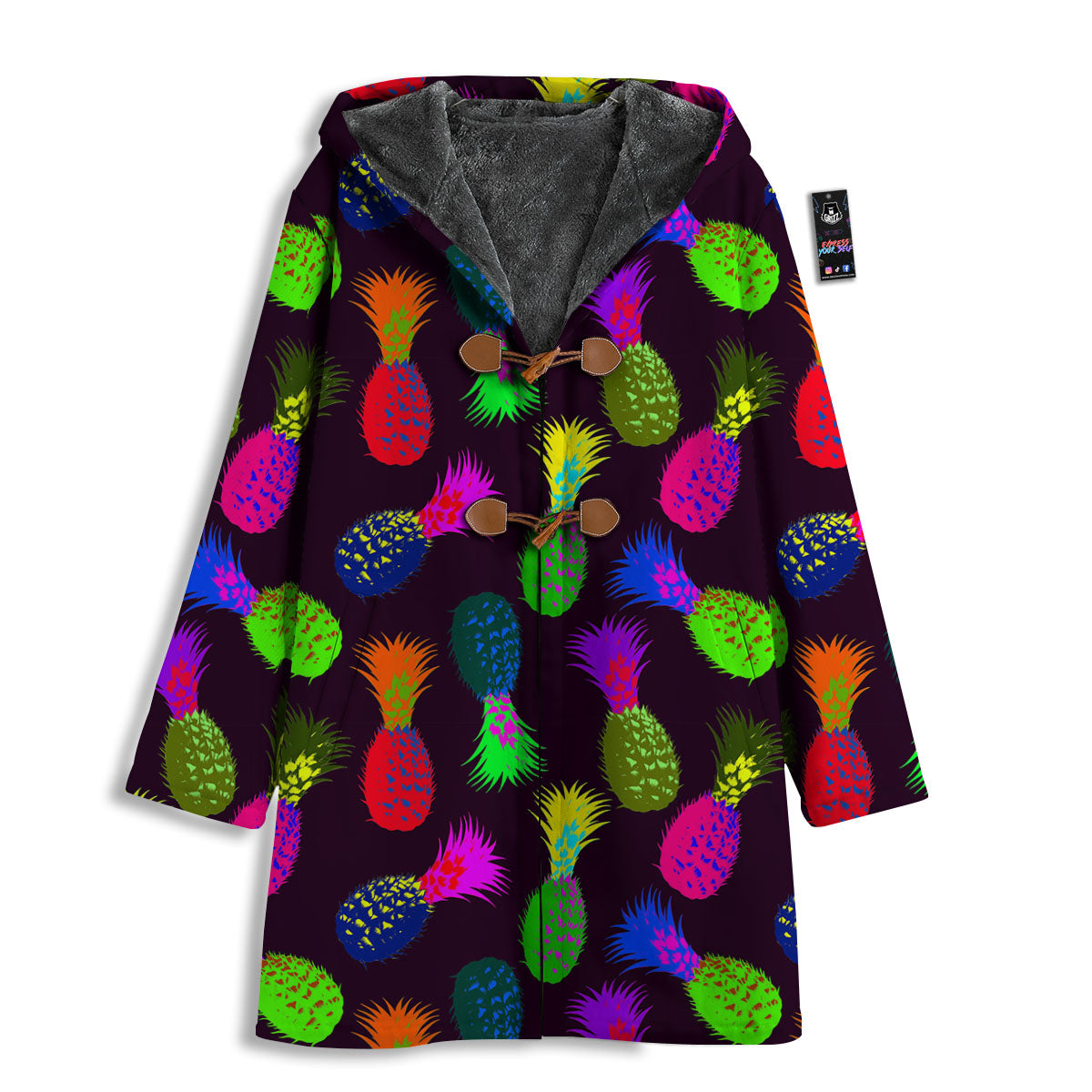 Pineapple Neon Trippy Print Pattern Men's Windbreaker Jacket-grizzshop