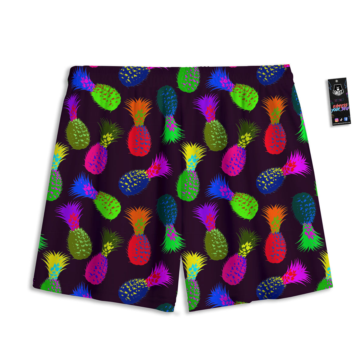 Pineapple Neon Trippy Print Pattern Mesh Shorts