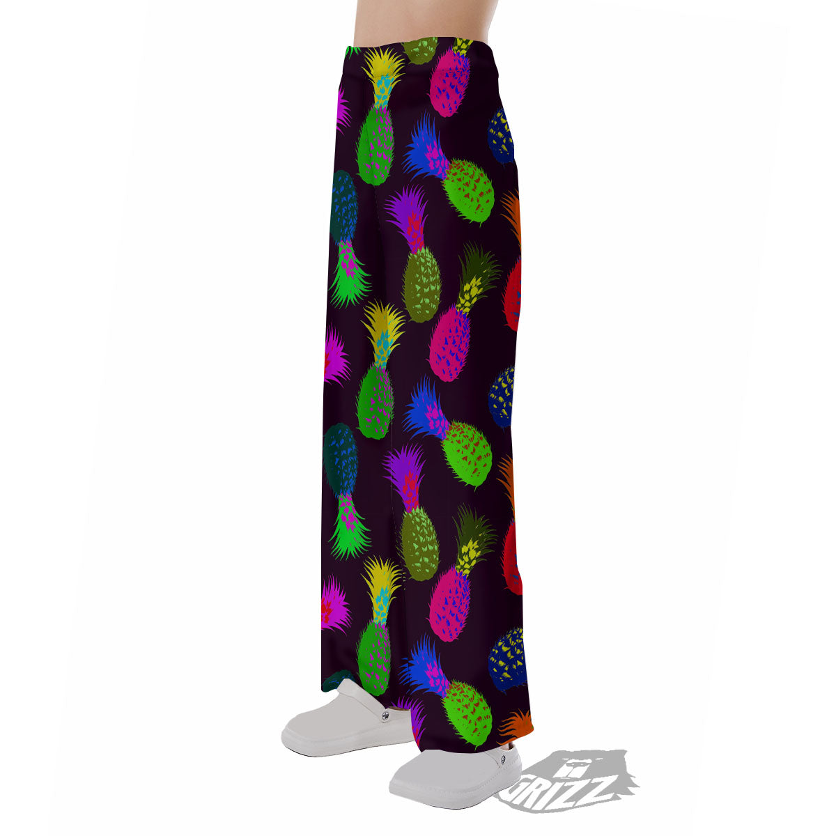 Pineapple Neon Trippy Print Pattern Pajama Pants-grizzshop