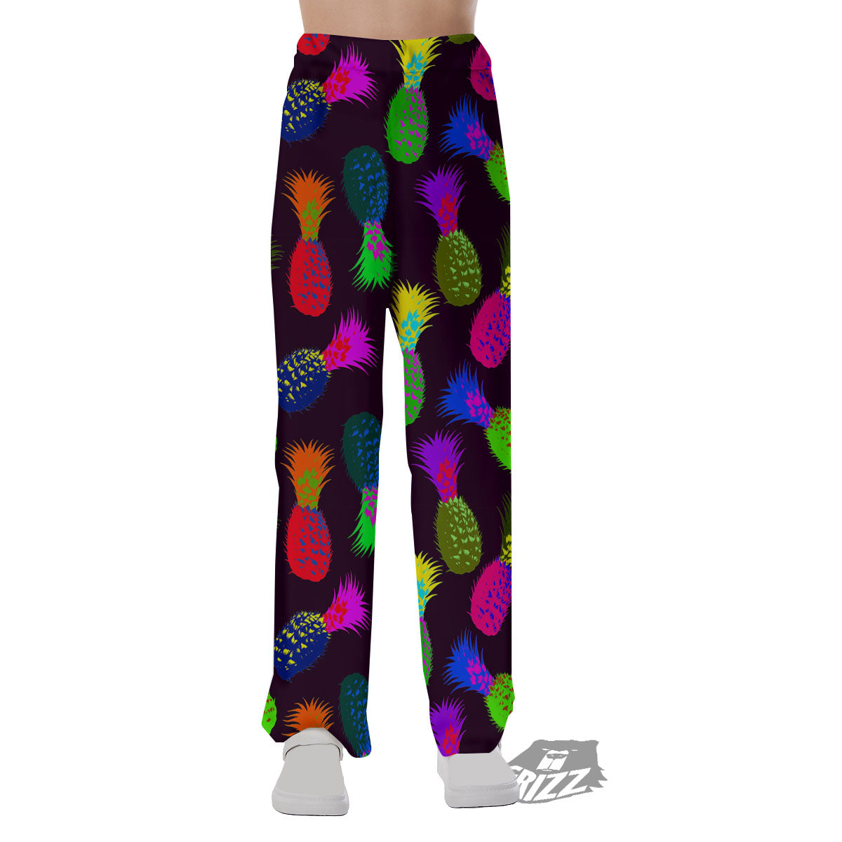 Pineapple Neon Trippy Print Pattern Pajama Pants-grizzshop