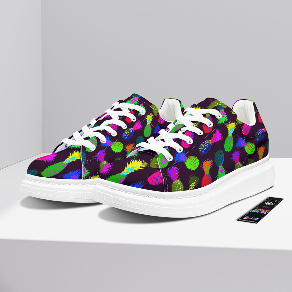 Pineapple Neon Trippy Print Pattern Platform Shoes-grizzshop