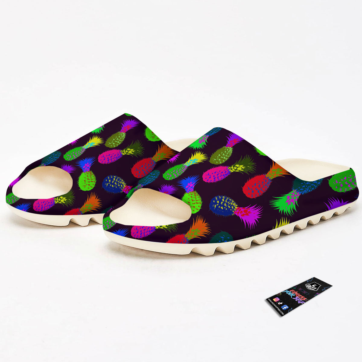 Pineapple Neon Trippy Print Pattern Sandals-grizzshop
