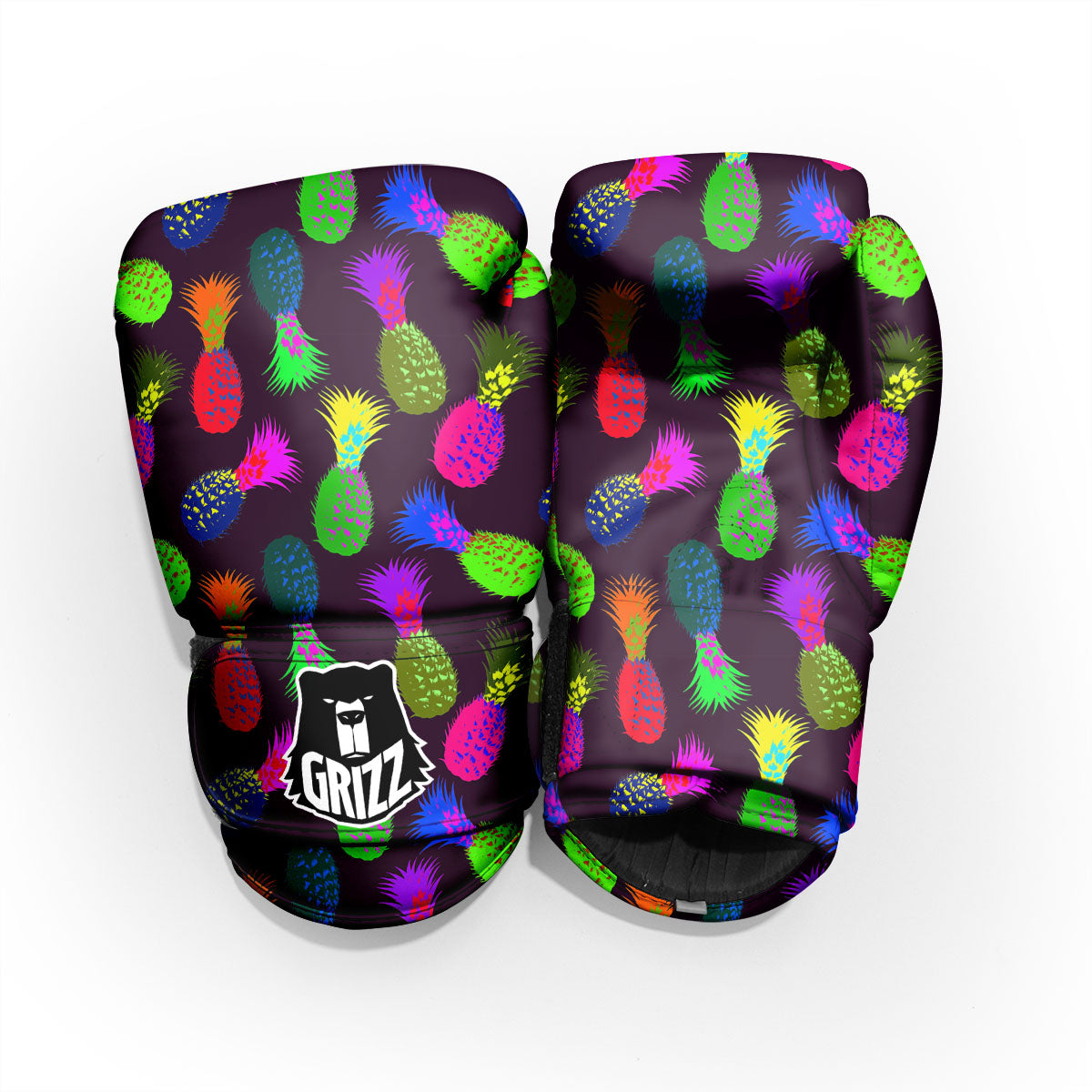 Pineapple Neon Trippy Print Pattern Pro Boxing Glove
