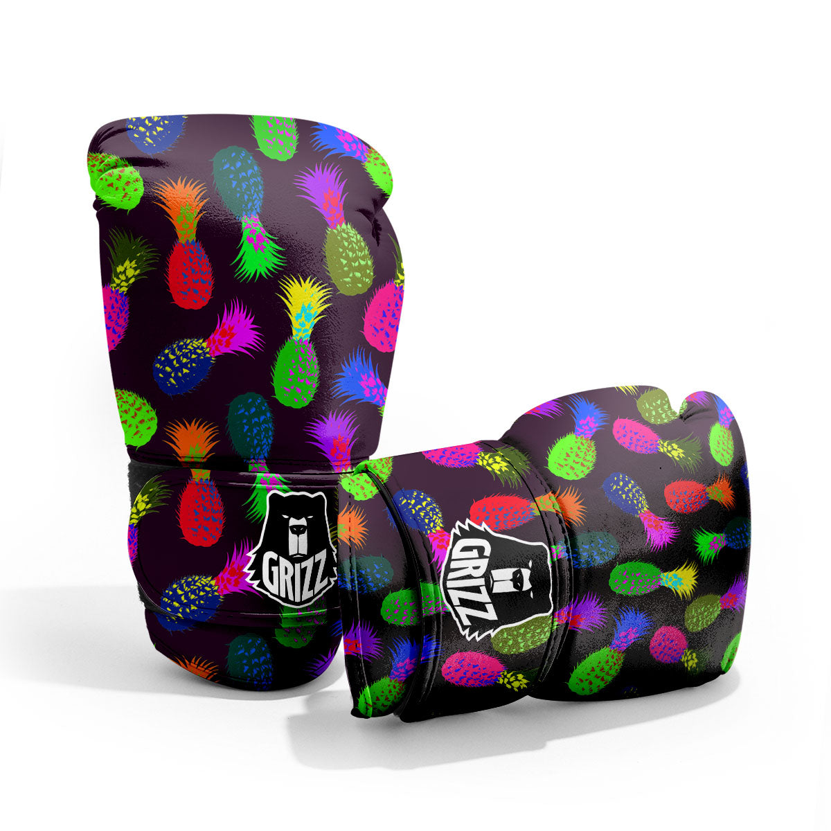 Pineapple Neon Trippy Print Pattern Pro Boxing Glove