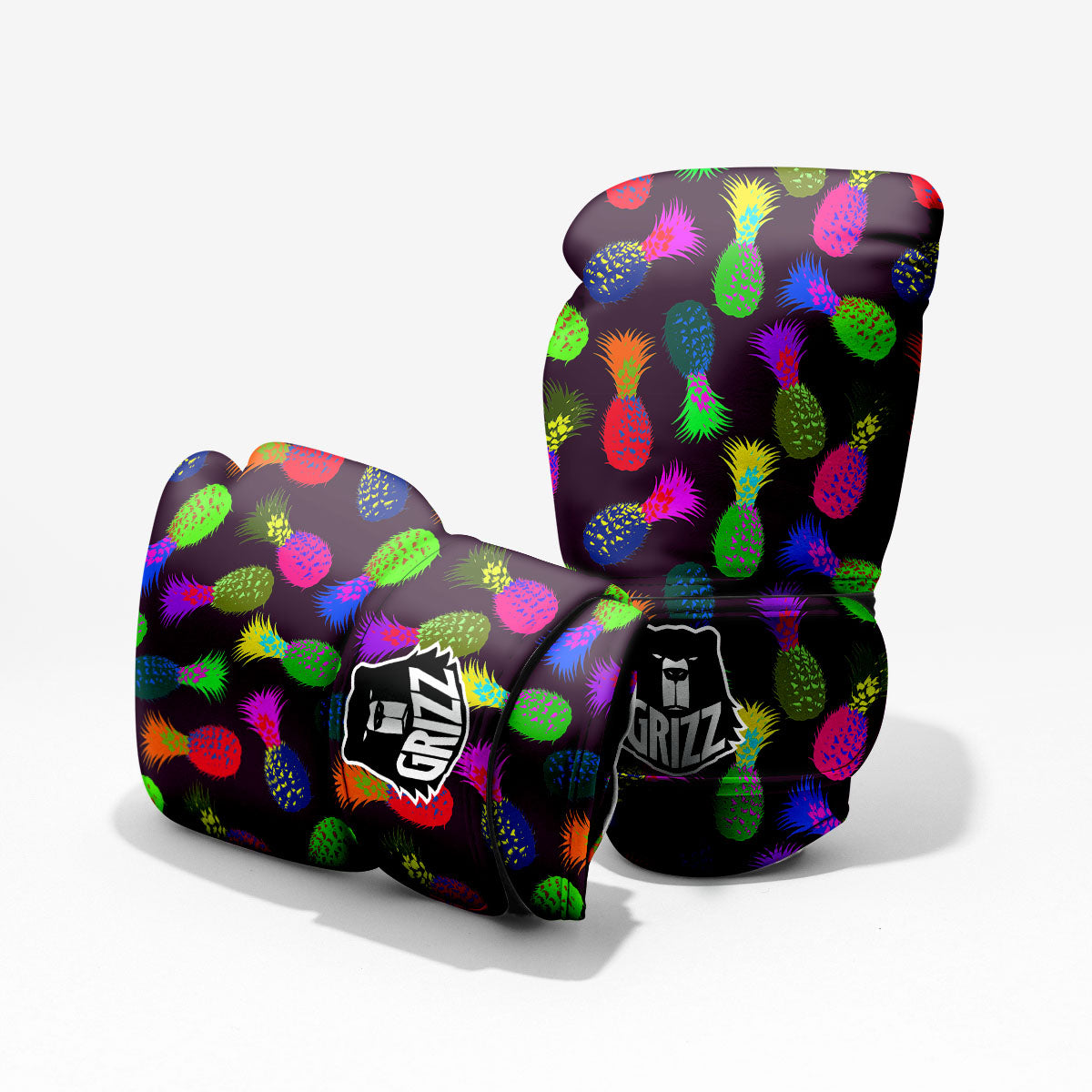 Pineapple Neon Trippy Print Pattern Pro Boxing Glove