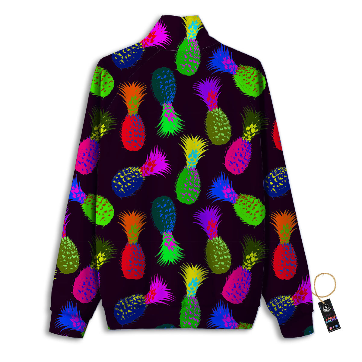 Pineapple Neon Trippy Print Pattern Track Jacket-grizzshop
