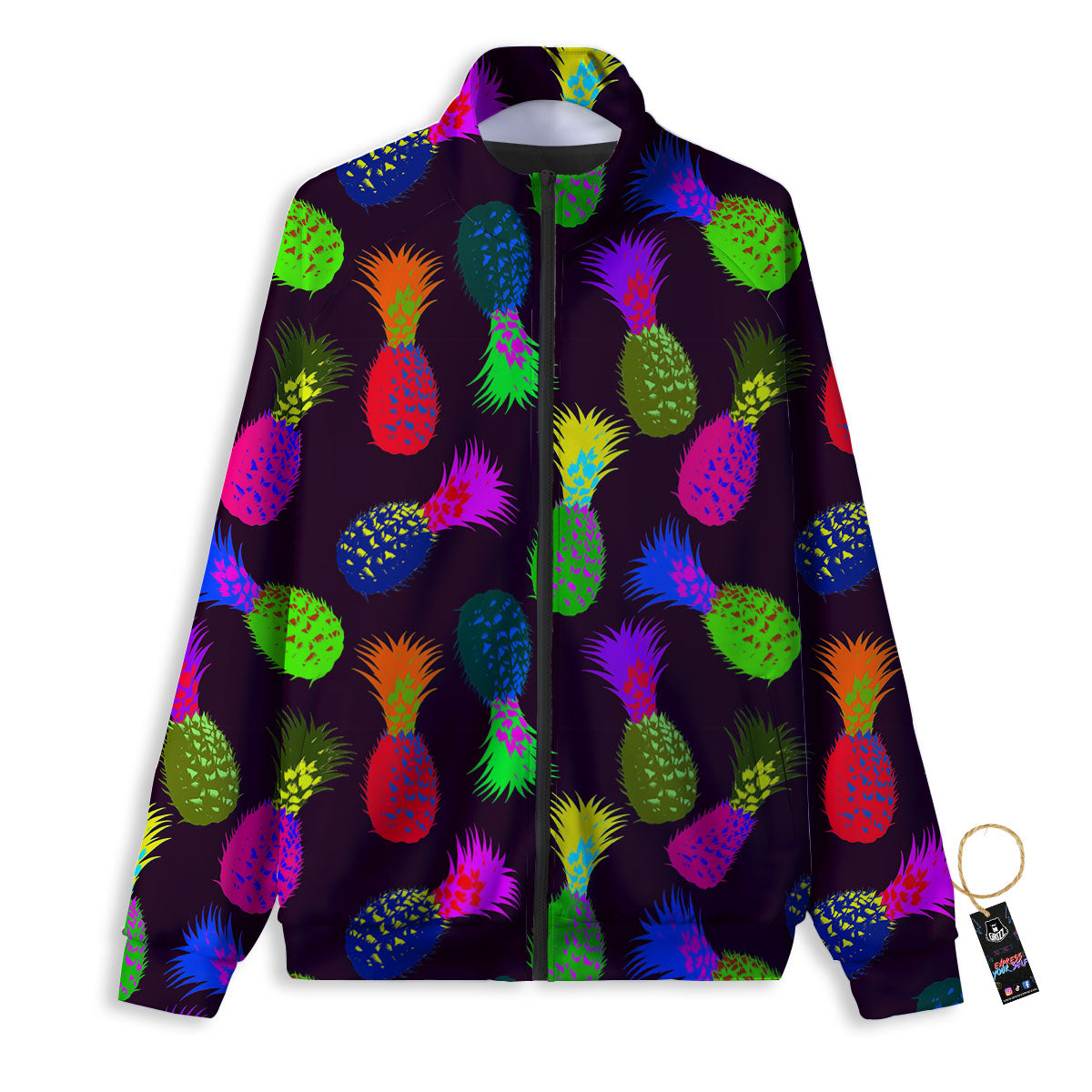 Pineapple Neon Trippy Print Pattern Track Jacket-grizzshop