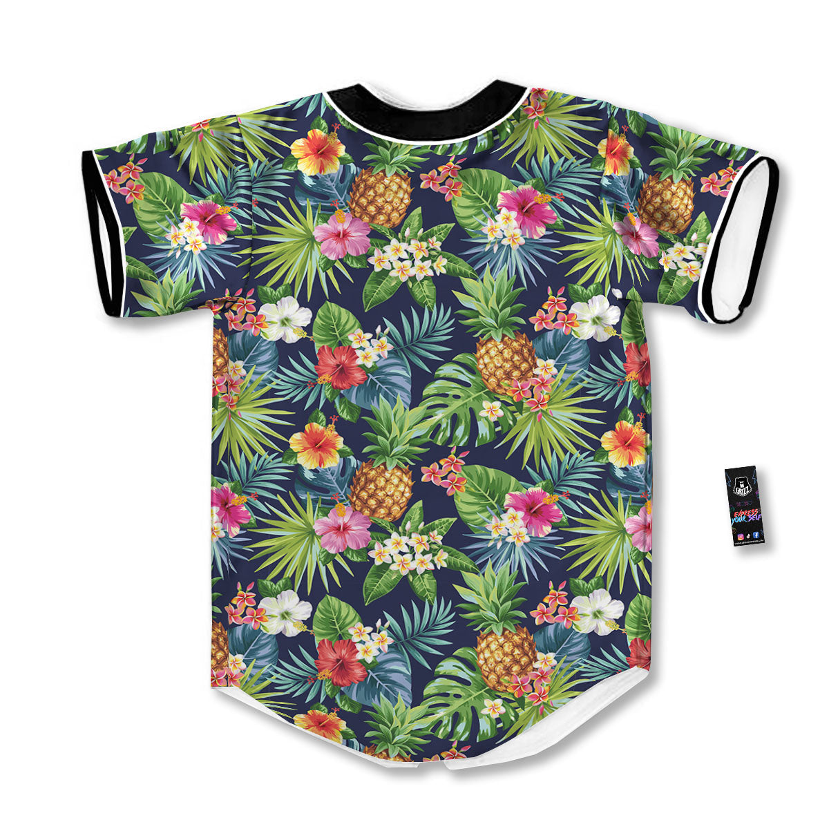 Pineapple Palm Leaf Print Pattern Baseball Jersey-grizzshop