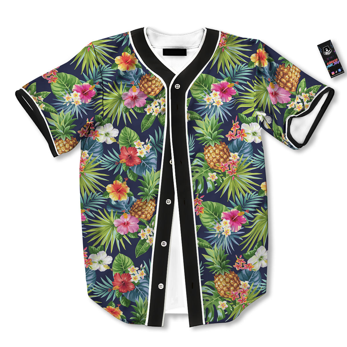Pineapple Palm Leaf Print Pattern Baseball Jersey-grizzshop