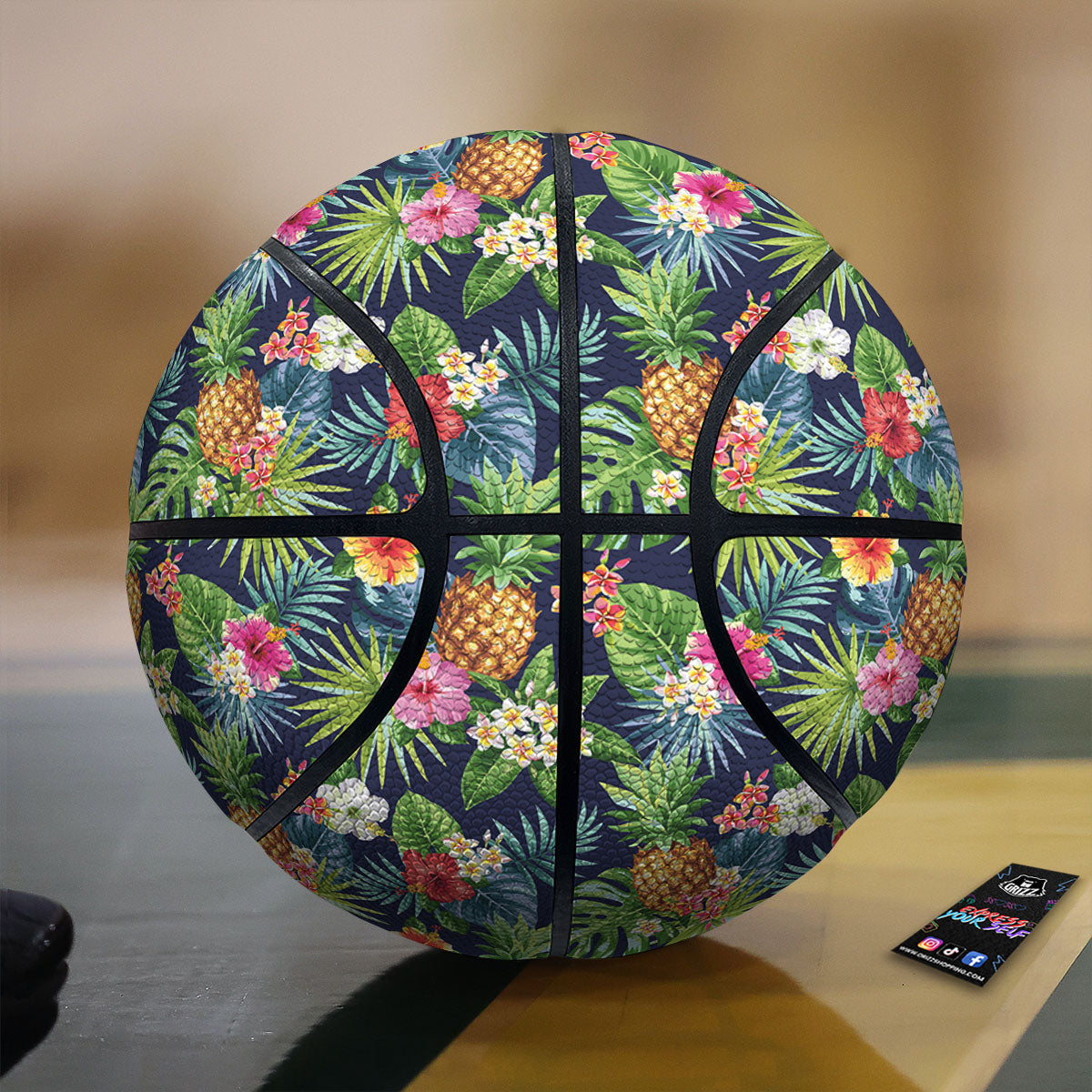Pineapple Palm Leaf Print Pattern Basketball-grizzshop