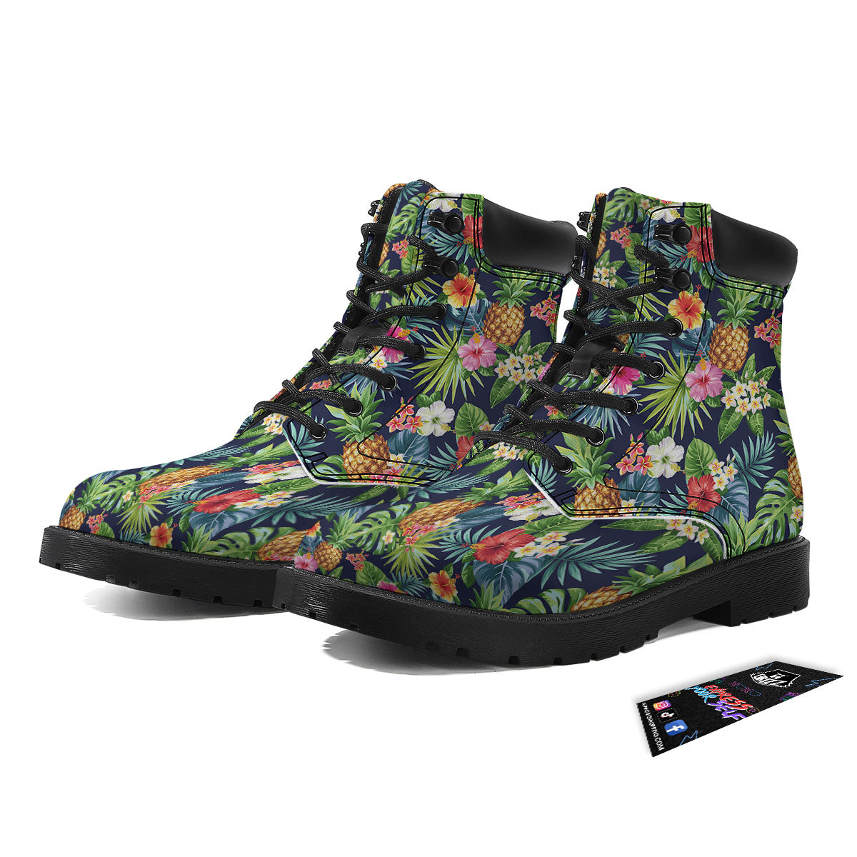 Pineapple Palm Leaf Print Pattern Boots-grizzshop