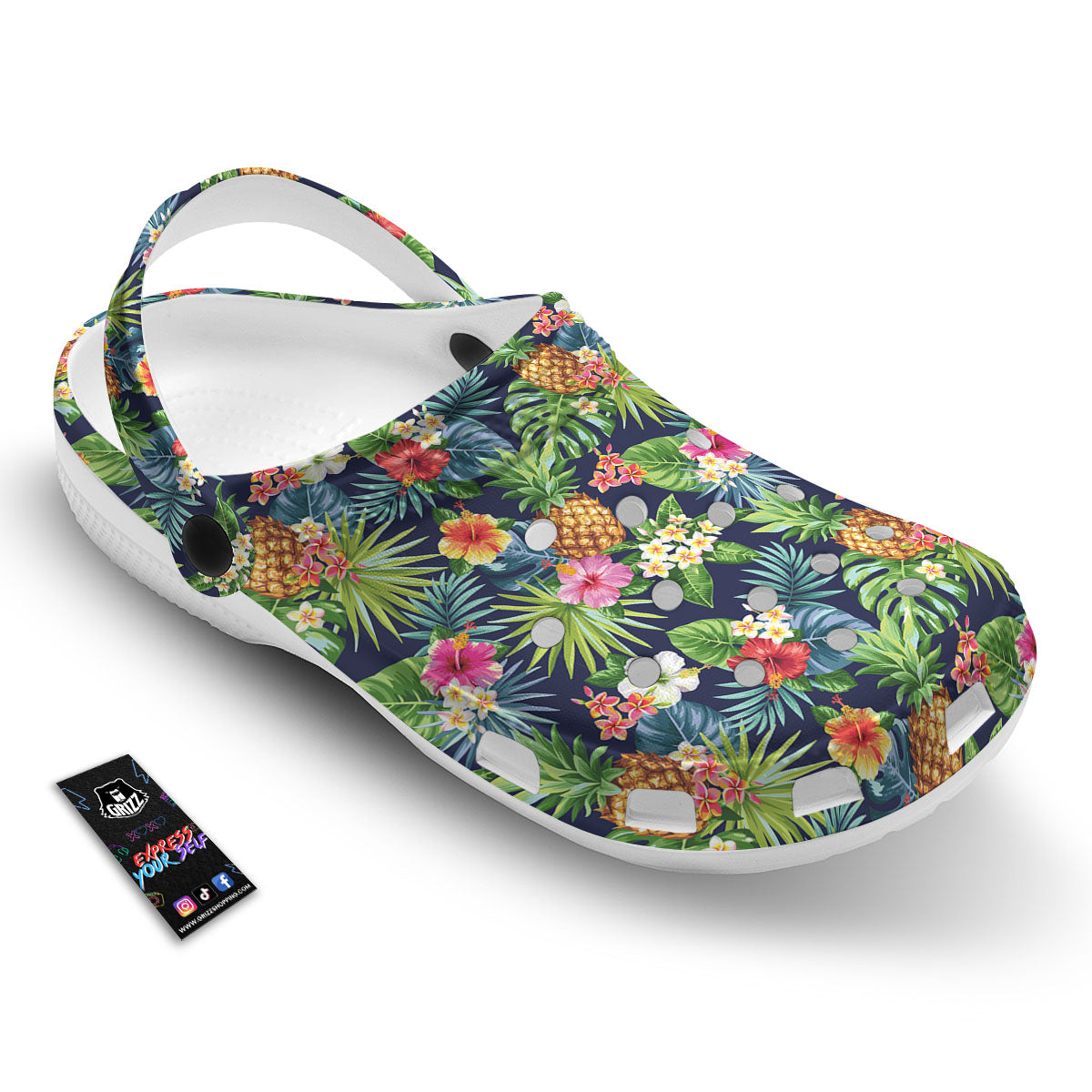 Pineapple Palm Leaf Print Pattern Clog-grizzshop