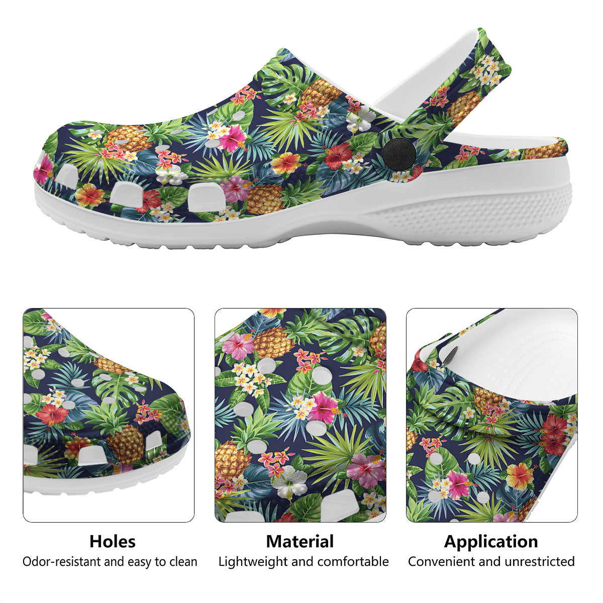 Pineapple Palm Leaf Print Pattern Clog-grizzshop