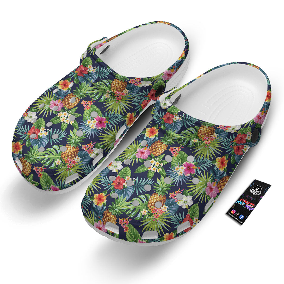 Pineapple Palm Leaf Print Pattern Clog-grizzshop