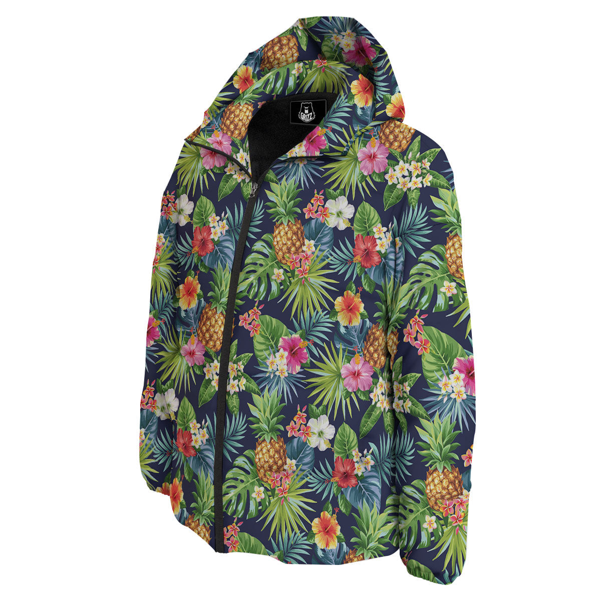 Pineapple Palm Leaf Print Pattern Down Jacket-grizzshop