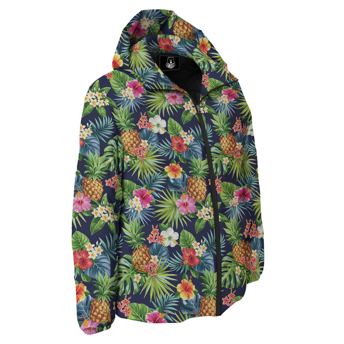 Pineapple Palm Leaf Print Pattern Down Jacket-grizzshop