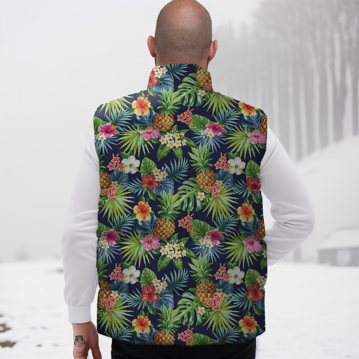 Pineapple Palm Leaf Print Pattern Down Vest