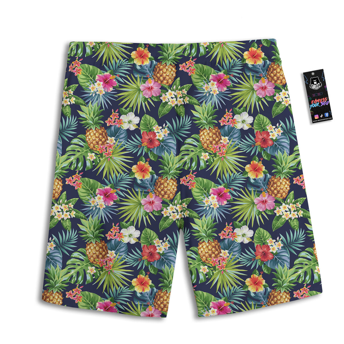 Pineapple Palm Leaf Print Pattern Men's Athletic Shorts