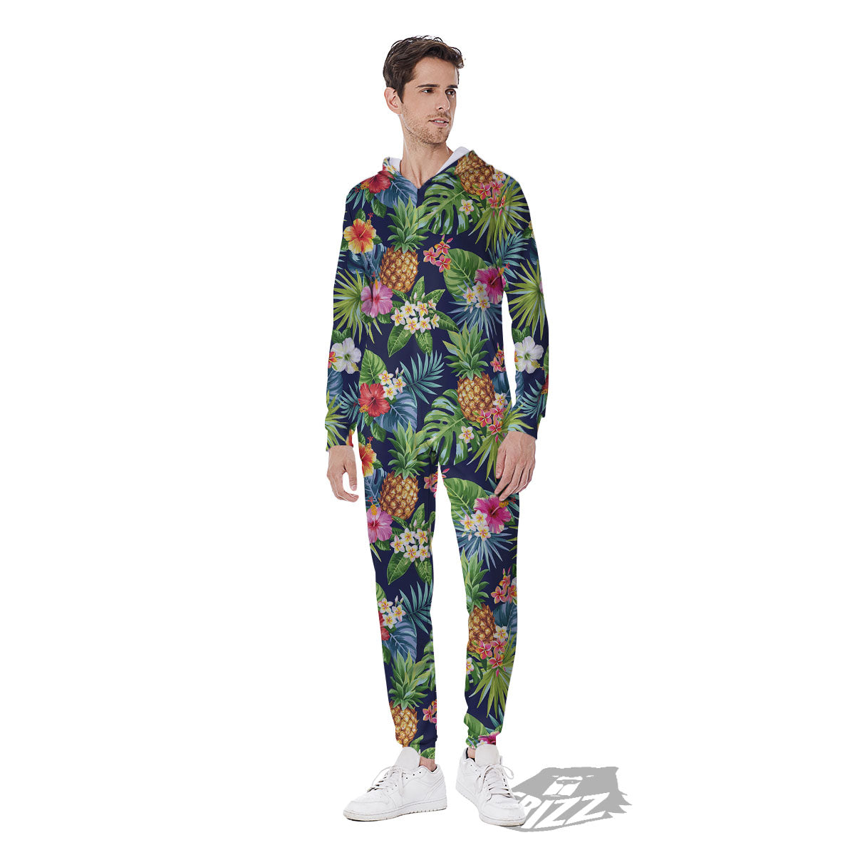 Pineapple Palm Leaf Print Pattern Men's Jumpsuit-grizzshop