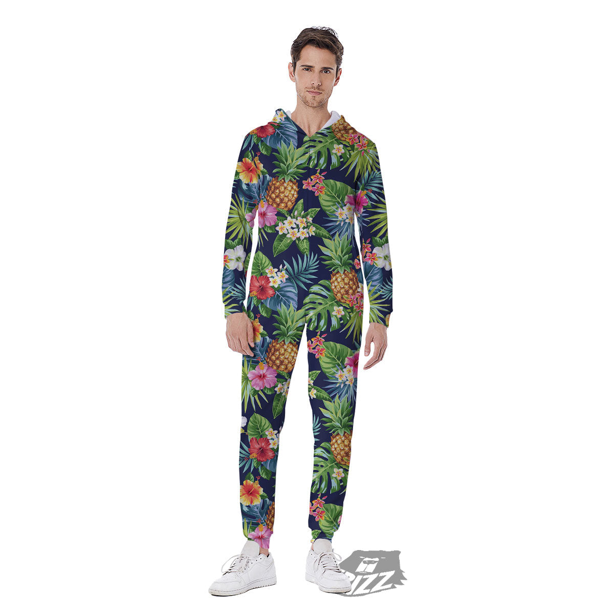 Pineapple Palm Leaf Print Pattern Men's Jumpsuit-grizzshop
