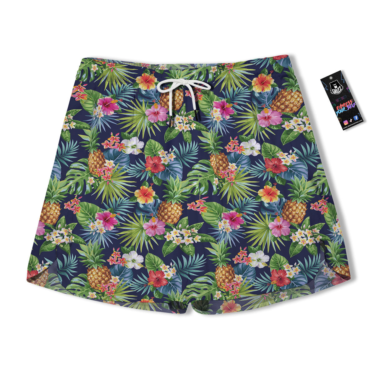 Pineapple Palm Leaf Print Pattern Men's Running Shorts-grizzshop