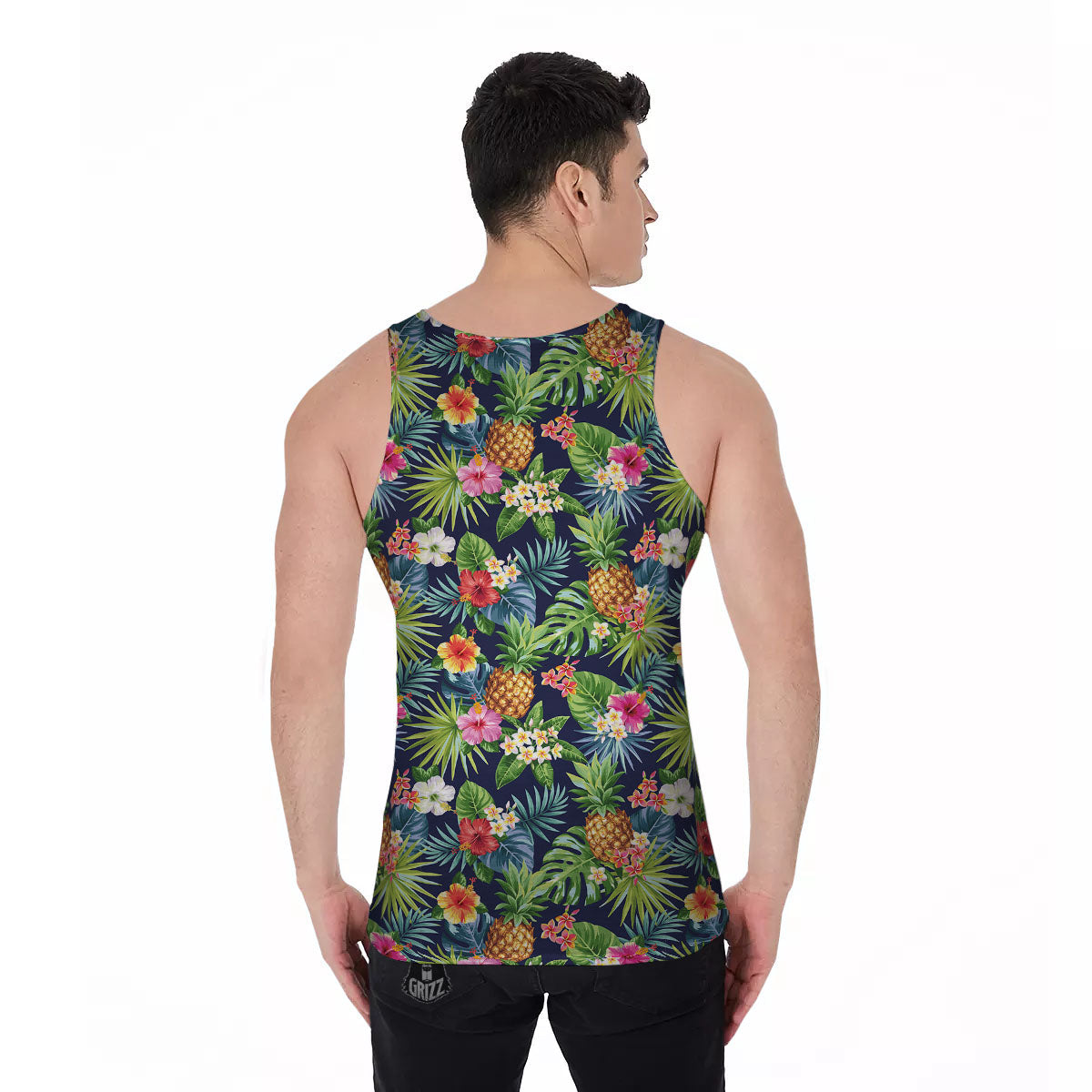 Pineapple Palm Leaf Print Pattern Men's Tank Top-grizzshop