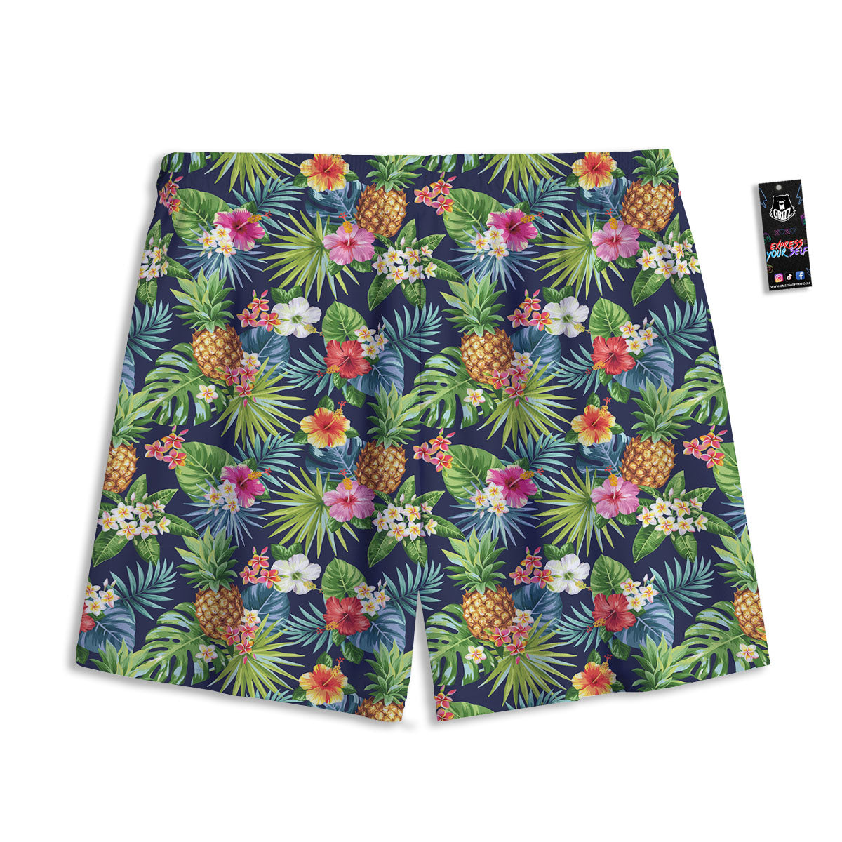 Pineapple Palm Leaf Print Pattern Mesh Shorts