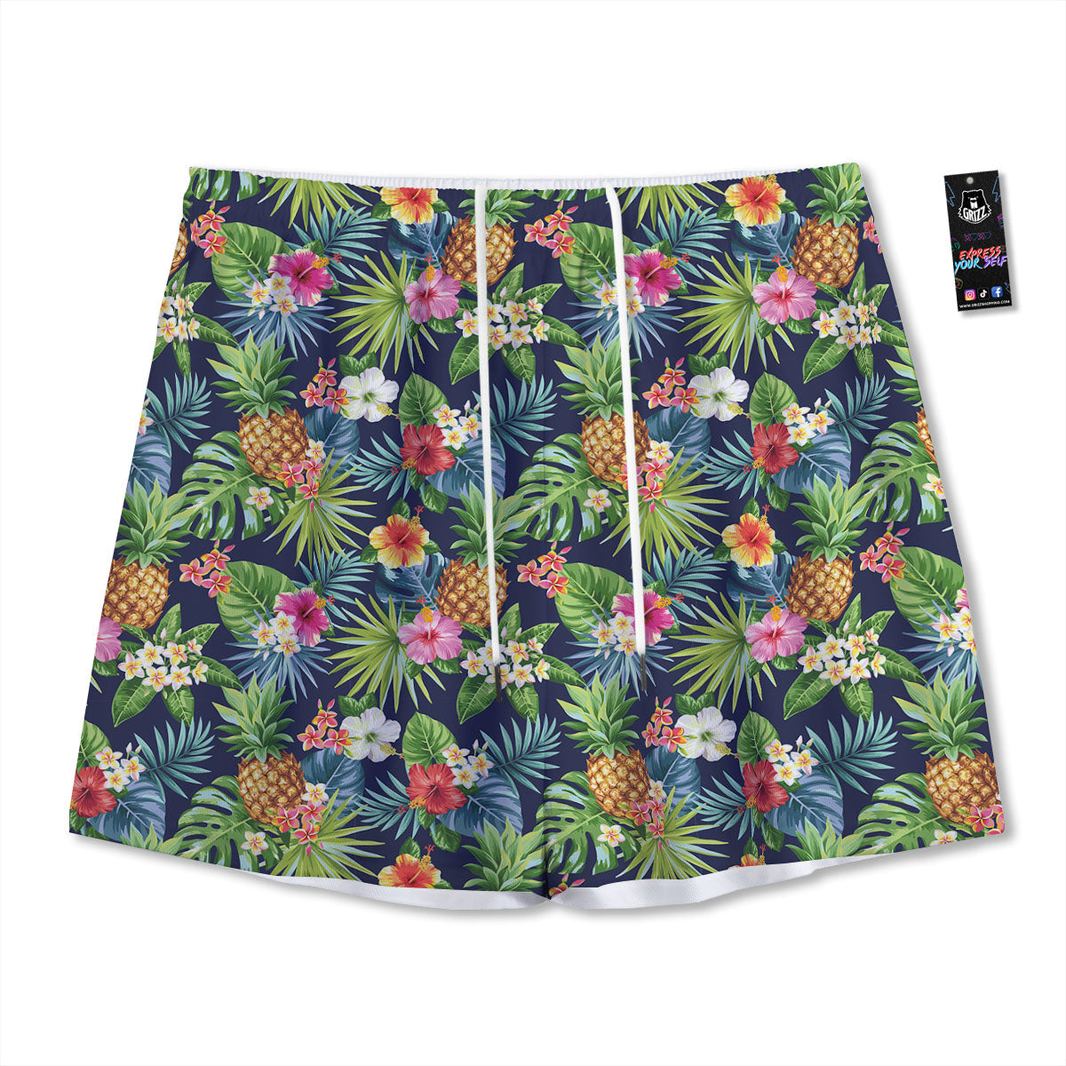 Pineapple Palm Leaf Print Pattern Mesh Shorts