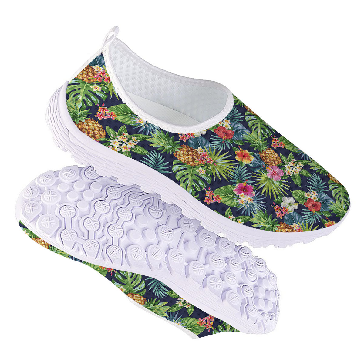 Pineapple Palm Leaf Print Pattern Nurse Shoes-grizzshop