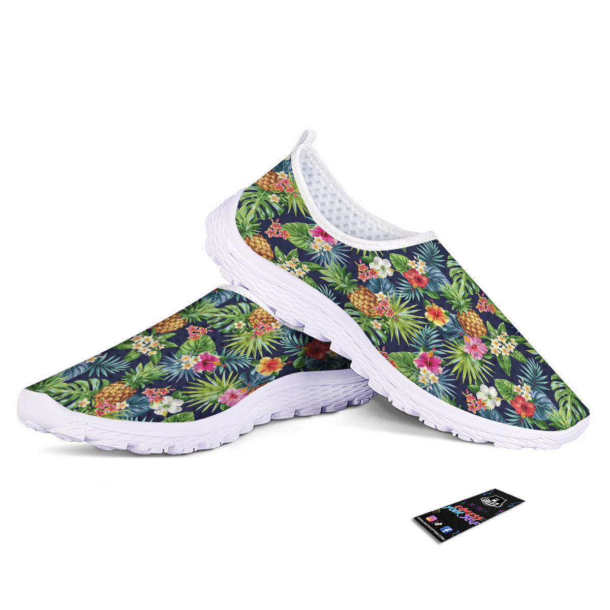 Pineapple Palm Leaf Print Pattern Nurse Shoes-grizzshop
