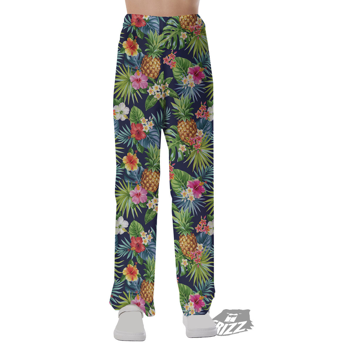 Pineapple Palm Leaf Print Pattern Pajama Pants-grizzshop