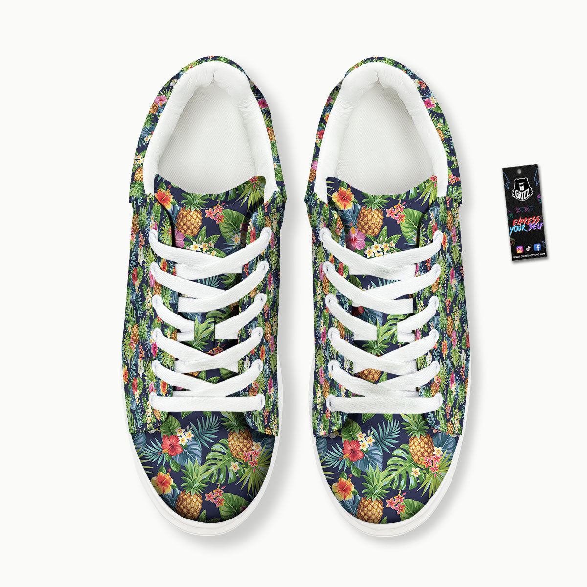 Pineapple Palm Leaf Print Pattern Platform Shoes-grizzshop