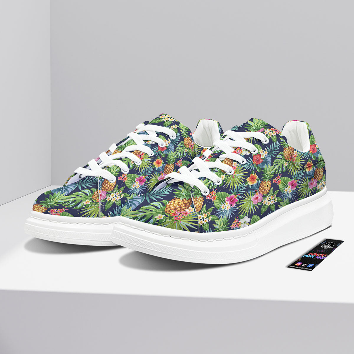 Pineapple Palm Leaf Print Pattern Platform Shoes-grizzshop