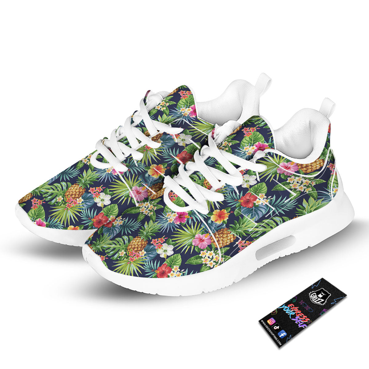 Pineapple Palm Leaf Print Pattern Tennis Shoes-grizzshop