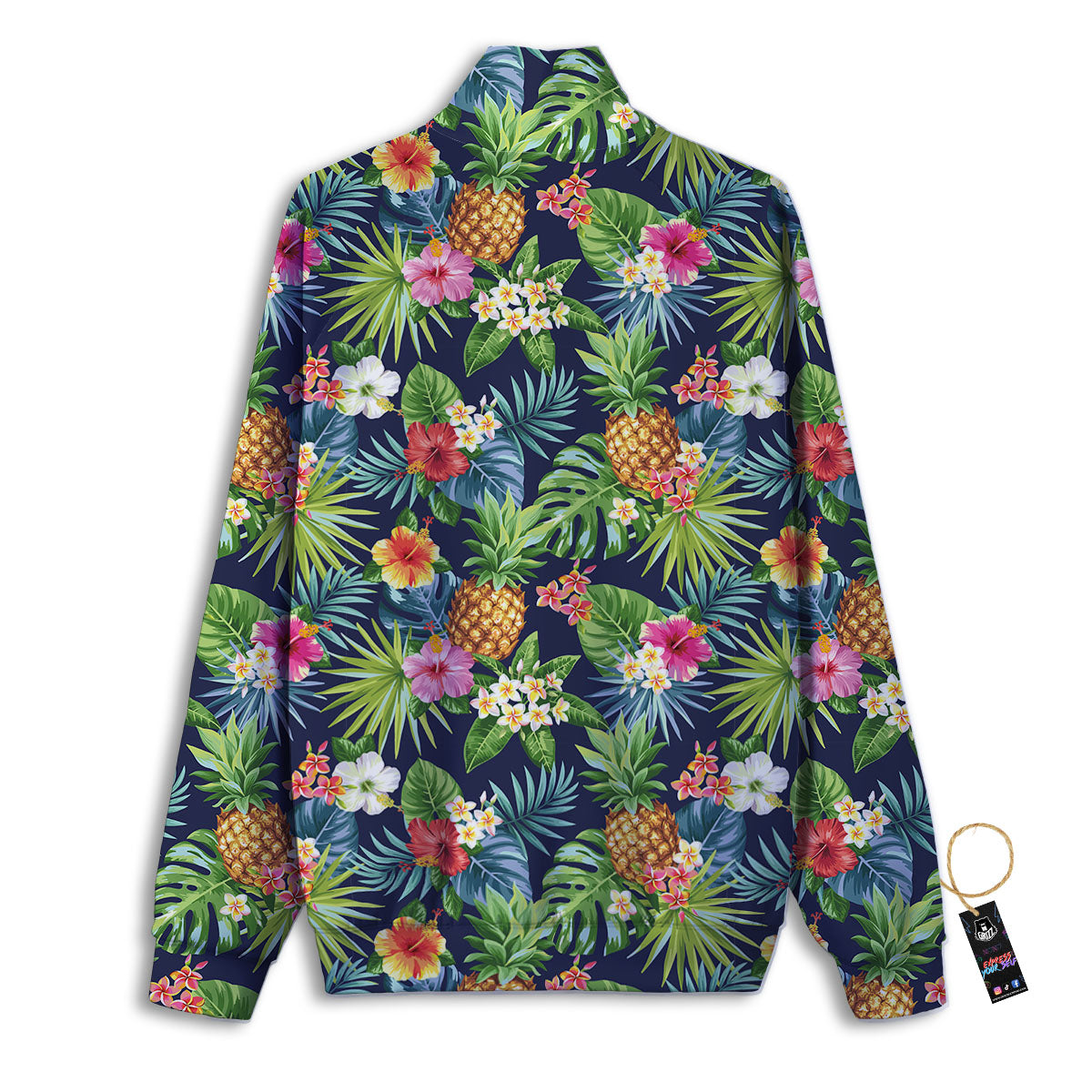Pineapple Palm Leaf Print Pattern Track Jacket-grizzshop