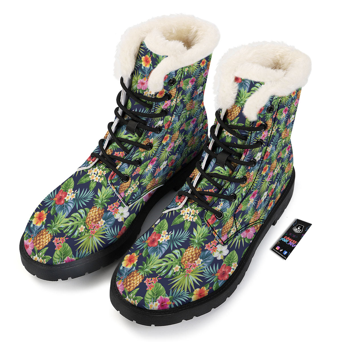 Pineapple Palm Leaf Print Pattern Winter Boots-grizzshop
