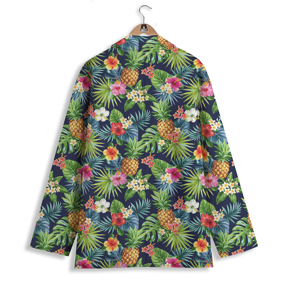 Pineapple Palm Leaf Print Pattern Women's Blazer-grizzshop
