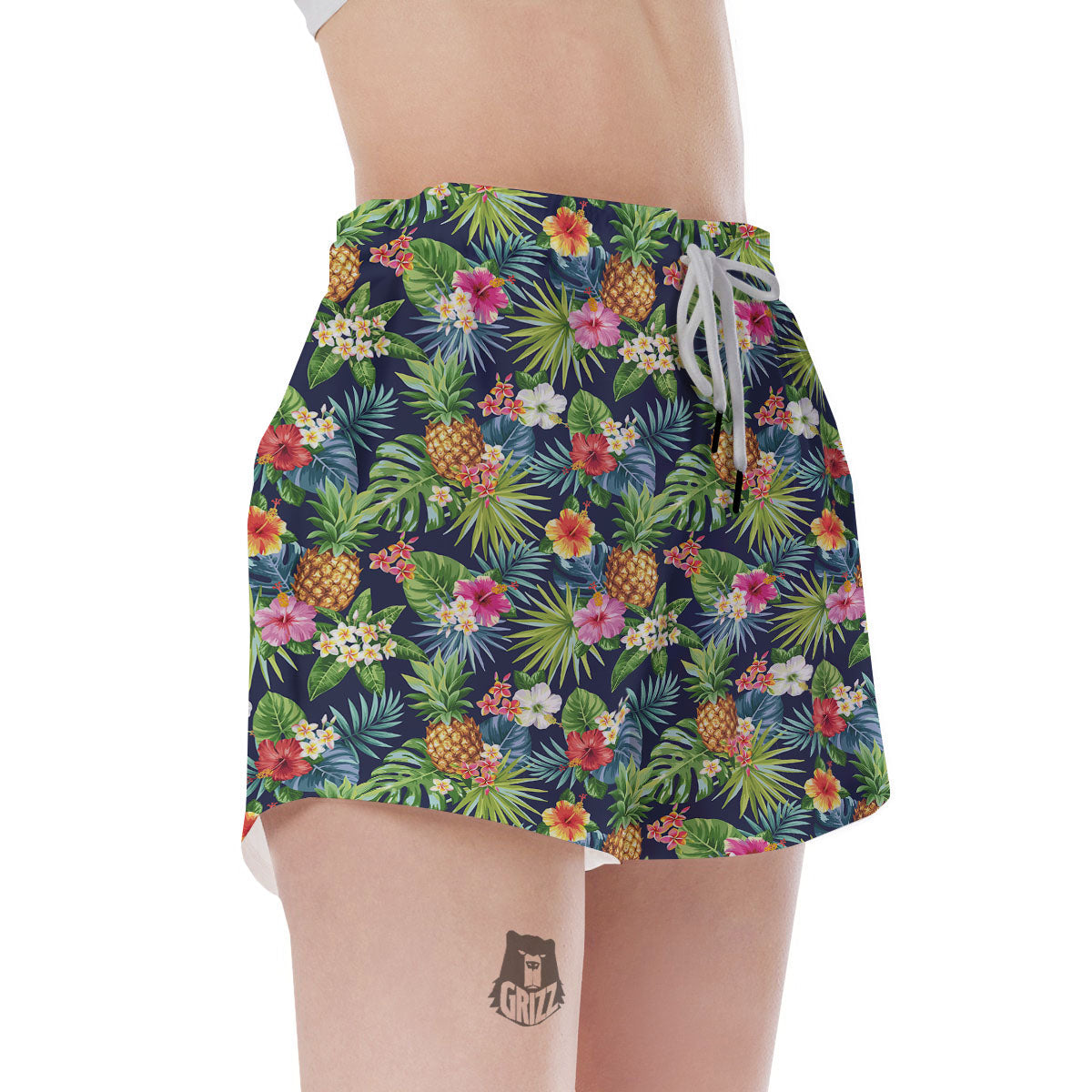Pineapple Palm Leaf Print Pattern Women's Shorts-grizzshop